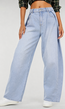 Lichtblauwe Denim Balloon Jeans met Plooien en Hoge Taille
