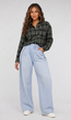 Lichtblauwe Denim Balloon Jeans met Plooien en Hoge Taille