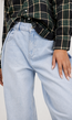 Lichtblauwe Denim Balloon Jeans met Plooien en Hoge Taille