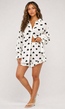 Witte Mousseline Two Piece met Zwarte Hartjes en Ruffles