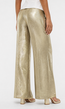 Gouden Wide Leg Broek met Plooien en Stretch Taille