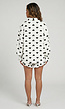 Witte Mousseline Two Piece met Zwarte Hartjes en Ruffles
