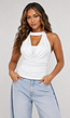 Witte Halter Top met Watervalhals en Pads