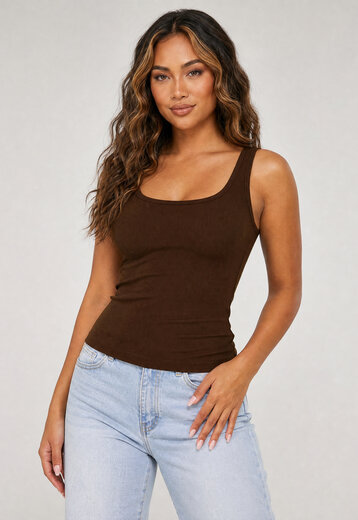 Bruin Stretch Rib Hemdje