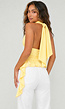 Lichtgele Halter Top met Diepe V-Hals en Volant Zoom
