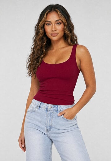 Bordeaux Rib Hemdje met Stretch