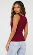 Bordeaux Rood Rib Hemdje met Stretch en Brede Bandjes