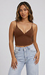 Bruine Sport Tanktop met Dunne Bandjes en Pads