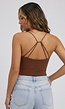 Bruine Sport Tanktop met Dunne Bandjes en Pads