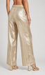 Gouden Wide Leg Broek met Plooien en Stretch Taille