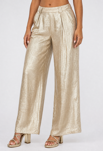 Gouden Wide Leg Pantalon
