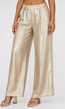 Gouden Wide Leg Broek met Plooien en Stretch Taille
