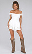 Witte Layered Polkadot Off Shoulder Playsuit