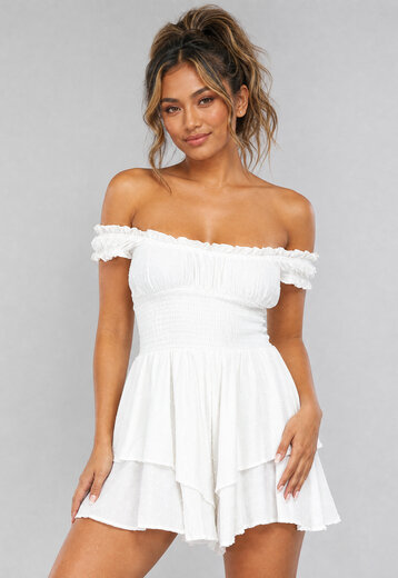 Witte Polkadot Playsuit