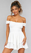 Witte Layered Polkadot Off Shoulder Playsuit