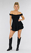Zwarte Layered Polkadot Off Shoulder Playsuit