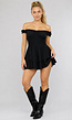 Zwarte Layered Polkadot Off Shoulder Playsuit