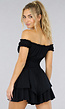 Zwarte Layered Polkadot Off Shoulder Playsuit
