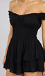 Zwarte Layered Polkadot Off Shoulder Playsuit