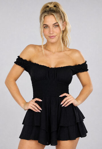 Zwarte Polkadot Playsuit
