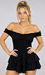 Zwarte Layered Polkadot Off Shoulder Playsuit