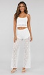 Witte Kanten Co-ord Set met Crop Top en Wide Leg Broek