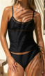 Zwarte Bedekkende Bikini Set met Pads en Verstelbare Bandjes