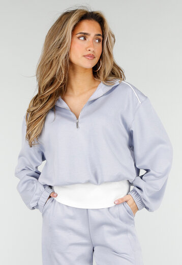 Lichtblauwe Zip Trui met Top