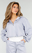 Lichtblauwe Sweater met Halve Rits en Elastische Boorden
