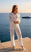 Gehaakte Witte Tweedelige Set met Vest en Broek