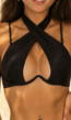 Zwarte Cross Over Beugel Bikinitop met Schouderbandjes