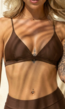 Bruine Bikinitop met Uitneembare Pads in Triangel
