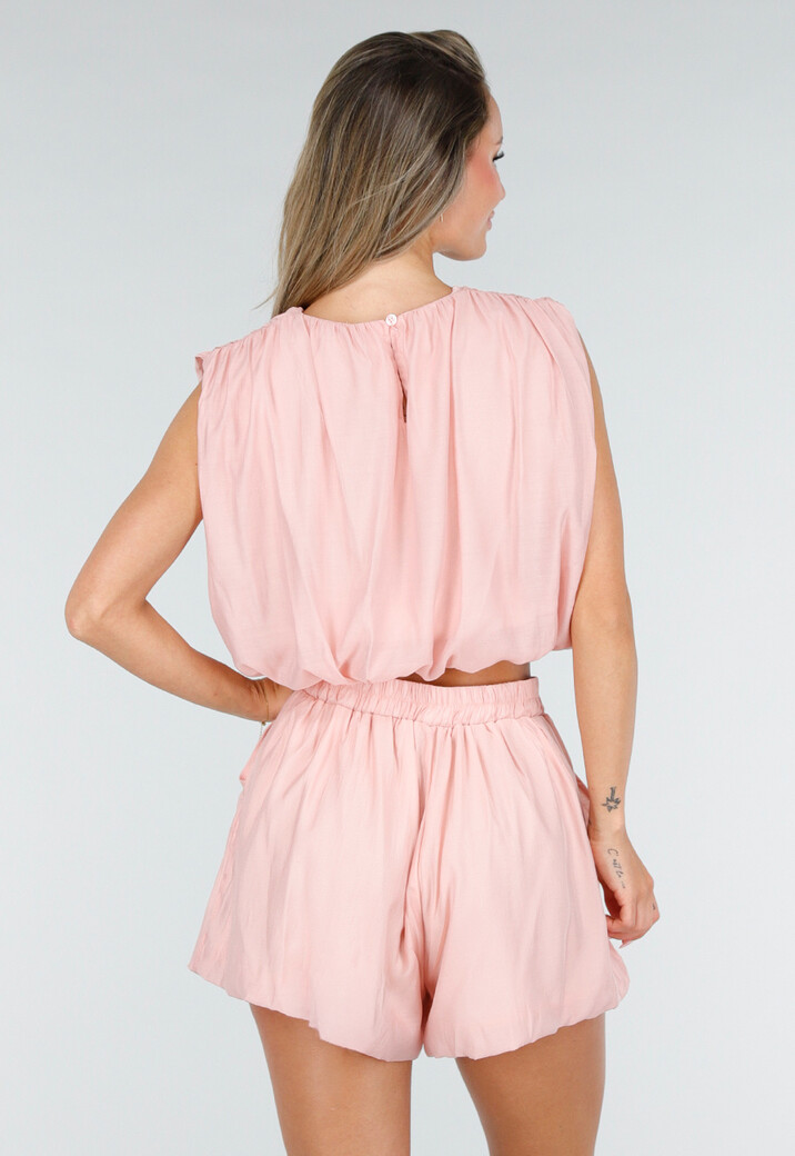 Lichtroze Matching Set met Mouwloze Top en Broekje