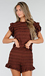 Bruine Stretch Two Piece met Ruches en Shorts