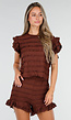 Bruine Stretch Two Piece met Ruches en Shorts