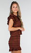 Bruine Stretch Two Piece met Ruches en Shorts