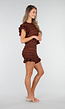 Bruine Stretch Two Piece met Ruches en Shorts