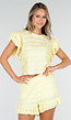 Gele Stretch Two Piece met Ruches en Shorts