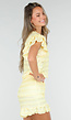 Gele Stretch Two Piece met Ruches en Shorts