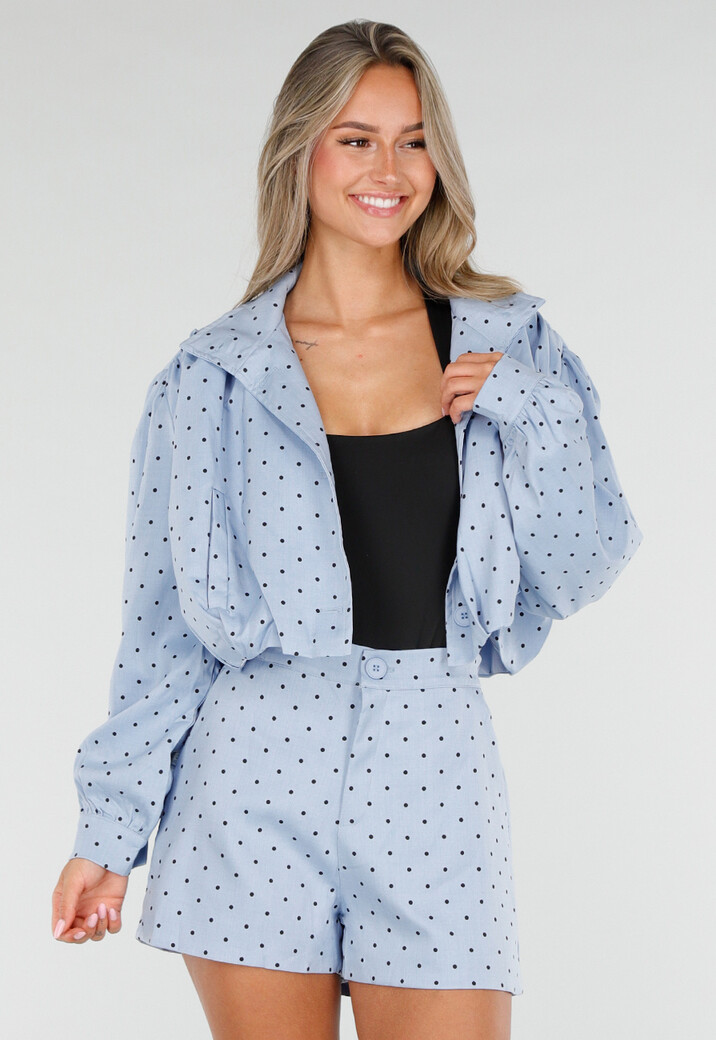 Lichtblauwe Polkadot Two Piece Set met Jack en Short