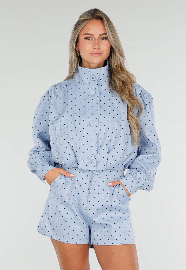 Lichtblauwe Polkadot Two Piece Set met Jack en Short