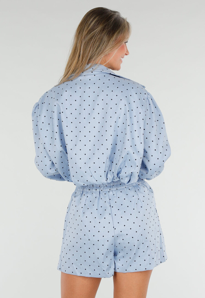 Lichtblauwe Polkadot Two Piece Set met Jack en Short