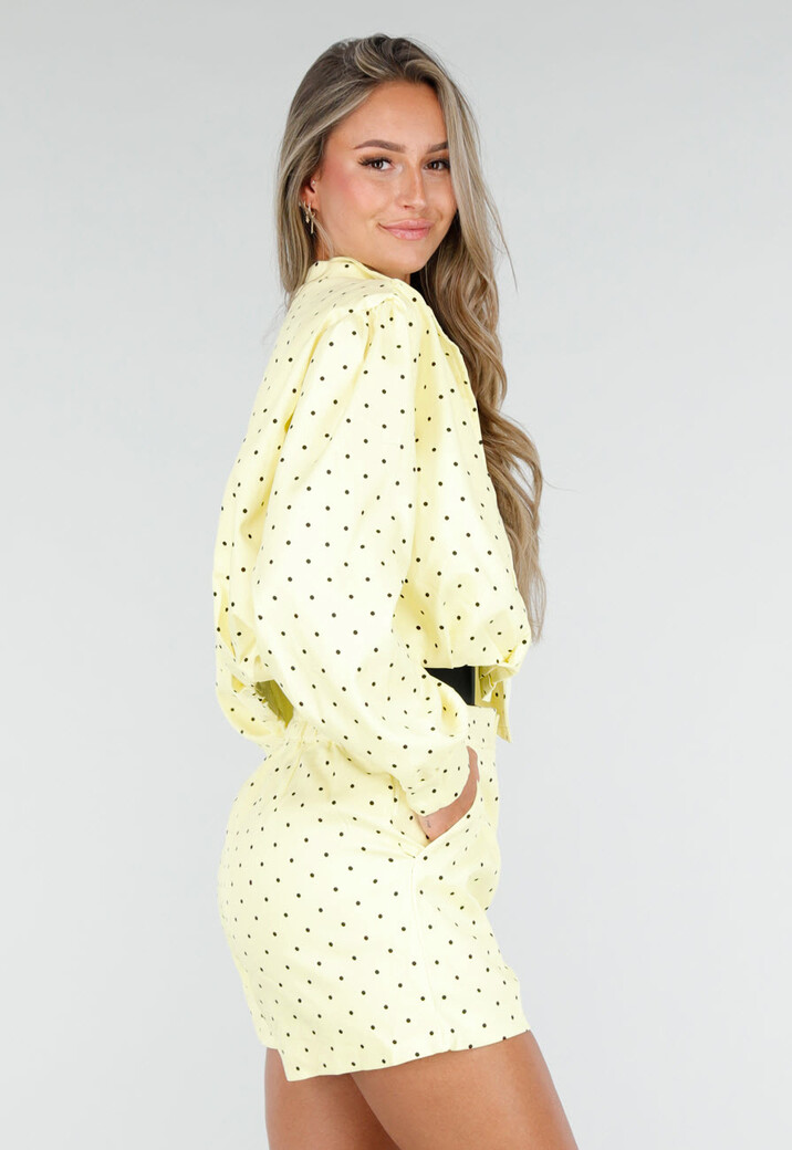 Pastelgele Polkadot Two Piece Set met Jack en Short