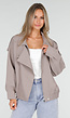 Taupe Bikerjack met Opstaande Kraag en Ritssluiting