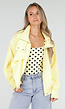 Butter Yellow Bikerjack met Opstaande Kraag en Ritssluiting