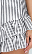Wit Zwart Gestreepte Strapless Playsuit met Smokwerk en Ruches