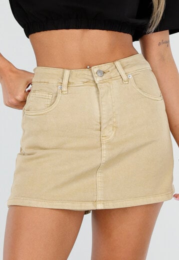 Beige Denim Skort met Stretch