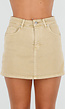 Beige Denim Skort met Stretch en Hoge Taille