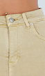 Beige Denim Skort met Stretch en Hoge Taille