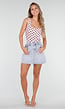 Lichtblauwe Stretch Denim Rok met Geschulpte Zoom